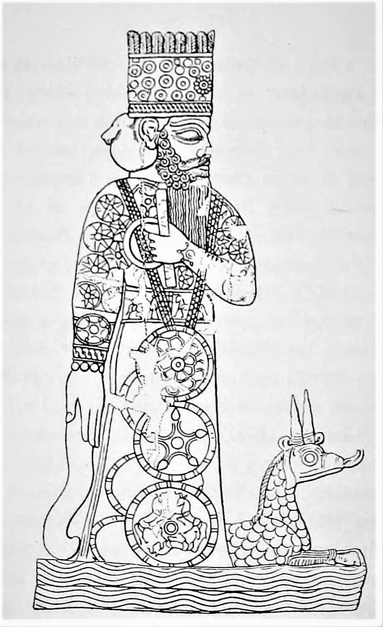 Marduk with his dragon, 
        Babylonian cylinder seal impression