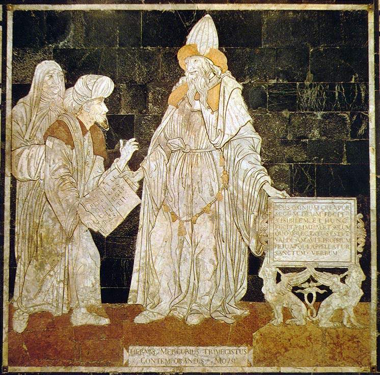 Hermes Trismegistus, patron of speech, wisdom, and the Logos: pavement of Siena Cathedral
